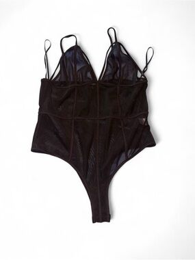 Fashion Nova Black Sheer Mesh Bodysuit XL